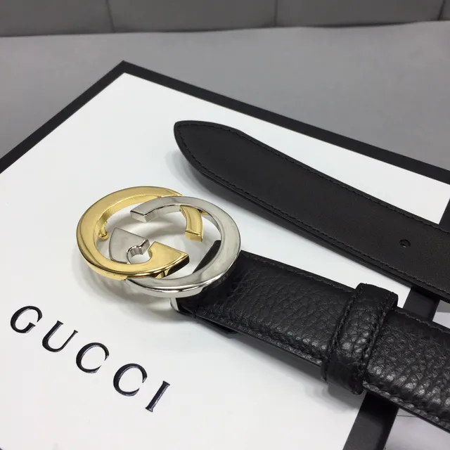 Gucci Interlocking G Belt Black Two-Tone Leather Belt 8