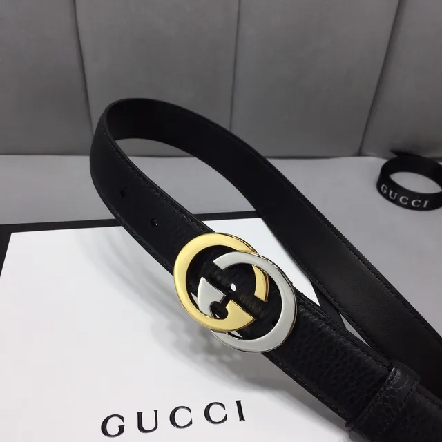 Gucci Interlocking G Belt Black Two-Tone Leather Belt 9