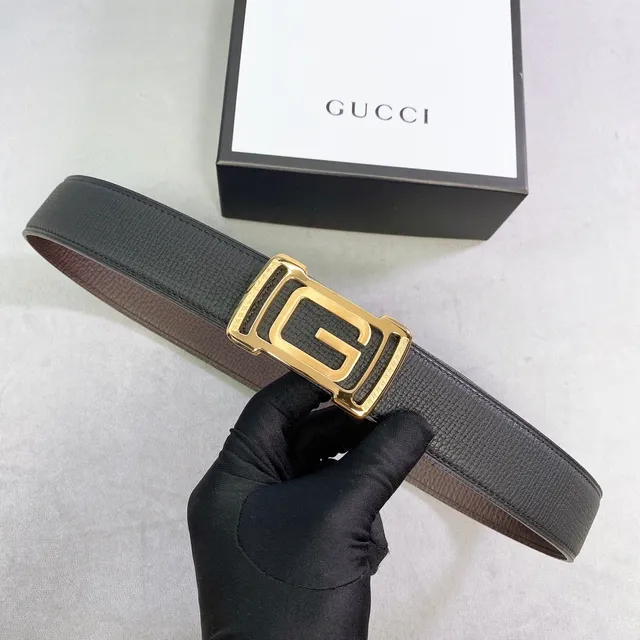 Gucci Interlocking G Buckle Black Leather Belt 3