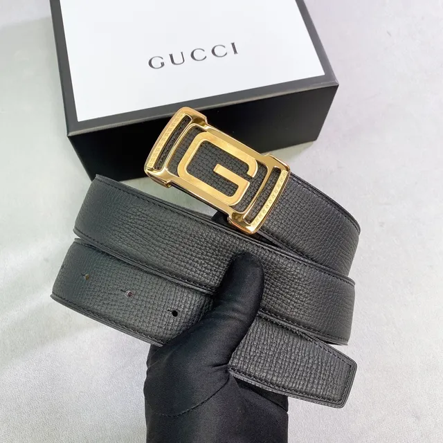 Gucci Interlocking G Buckle Black Leather Belt 5