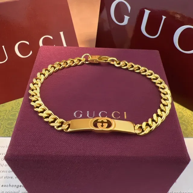 Gucci Interlocking G Curb Chain Silver-Tone Bracelet 5