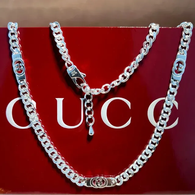 Gucci Interlocking G Curb Chain Silver-Tone Bracelet 7