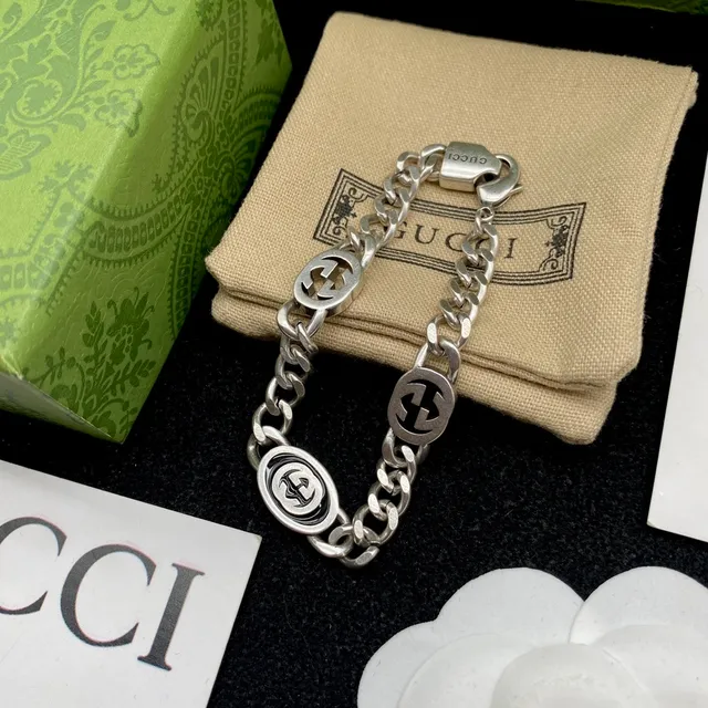 Gucci Interlocking G Silver-Tone Chunky Chain Bracelet 3