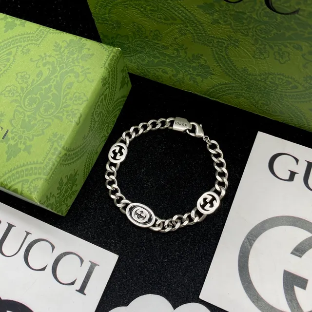 Gucci Interlocking G Silver-Tone Chunky Chain Bracelet 4