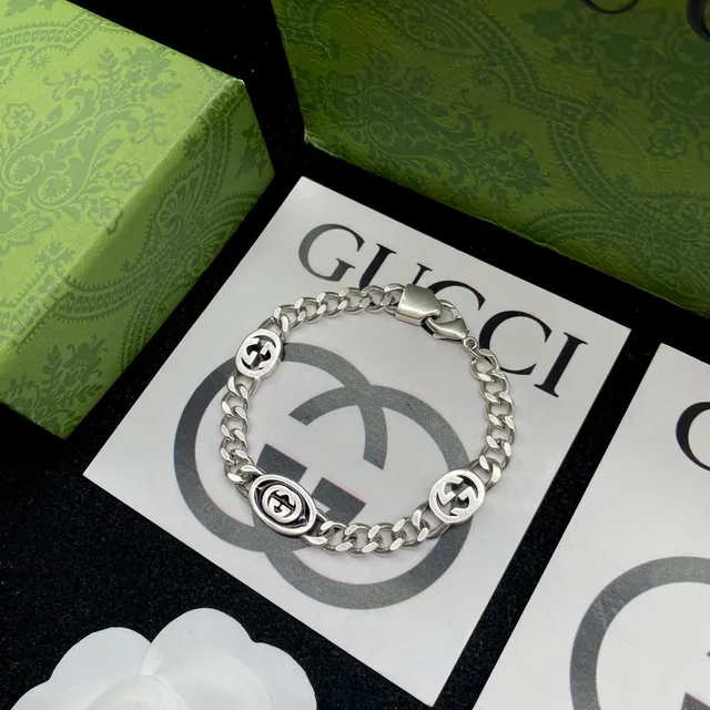 Gucci Interlocking G Silver-Tone Chunky Chain Bracelet 5