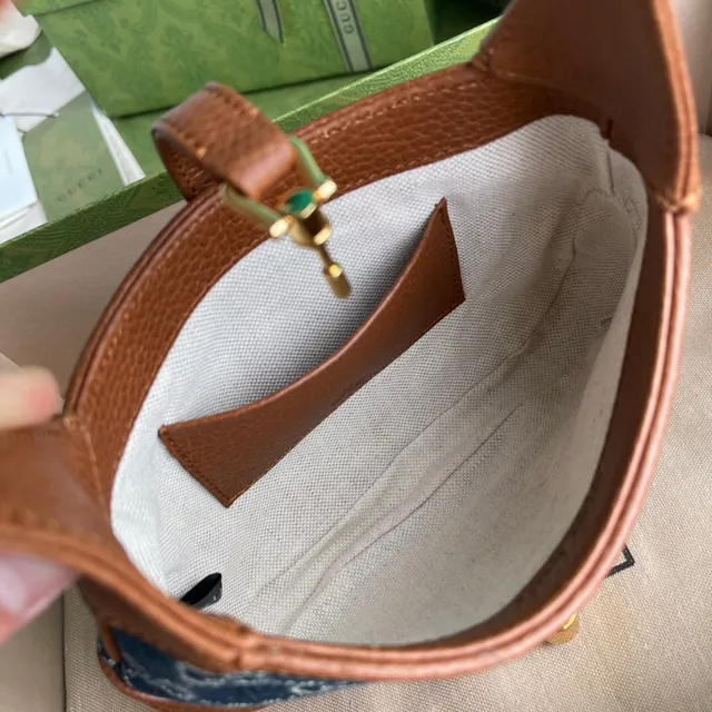 Gucci Jackie 1961 jean GG Monogram Tan Leather Boston Bag 3