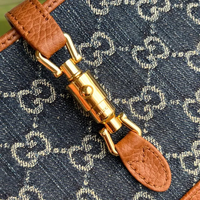 Gucci Jackie 1961 jean GG Monogram Tan Leather Boston Bag 6