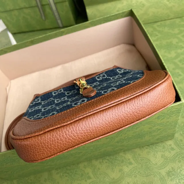 Gucci Jackie 1961 jean GG Monogram Tan Leather Boston Bag 7