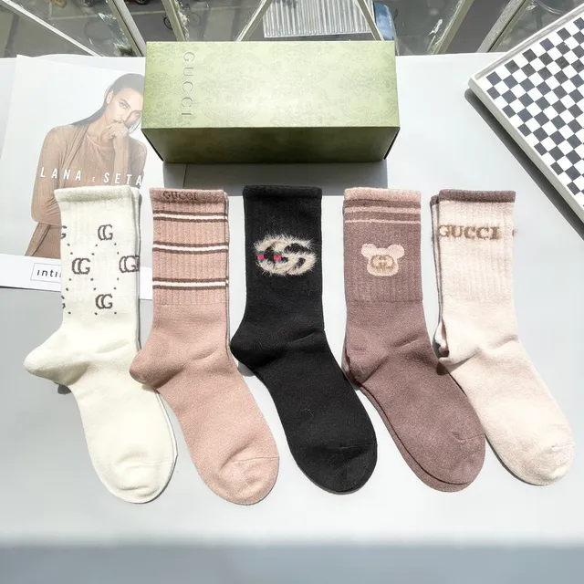 Chaussettes en maille avec logo et motif Gucci 2