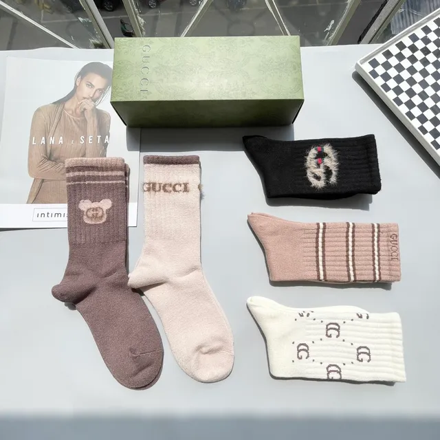 Chaussettes en maille avec logo et motif Gucci 7