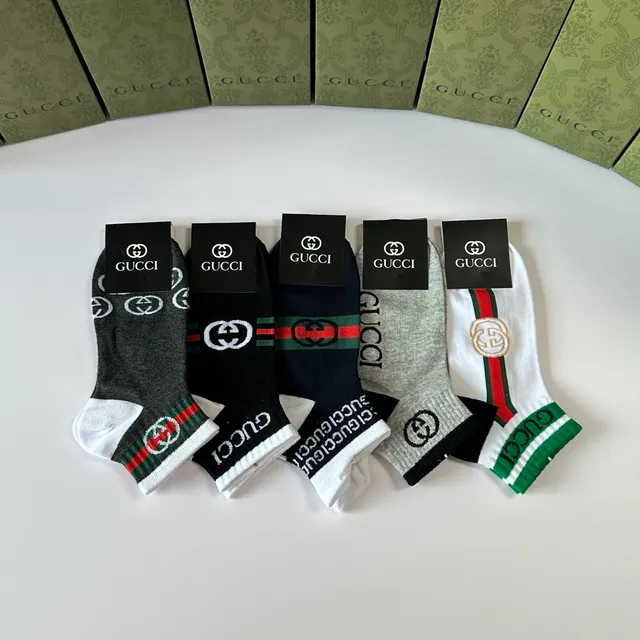 Gucci Logo-Intensive Striped Ankle Socks 3