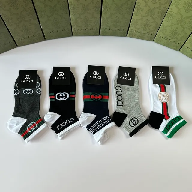 Gucci Logo-Intensive Striped Ankle Socks 4