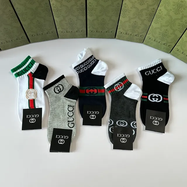 Gucci Logo-Intensive Striped Ankle Socks 9
