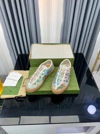 Gucci Multicolor Beige Printed Canvas Upper Ribbed Rubber Sole Lifestyle Sneakers 9
