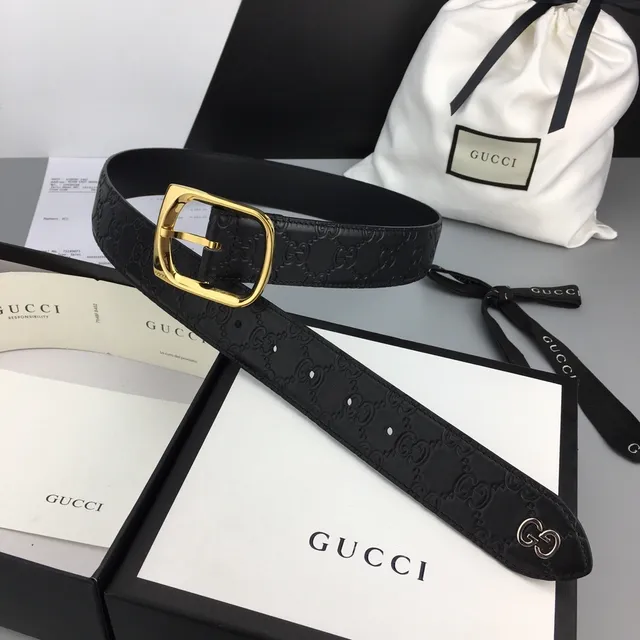 Gucci Ophidia Black Embossed GG Leather Belt 2