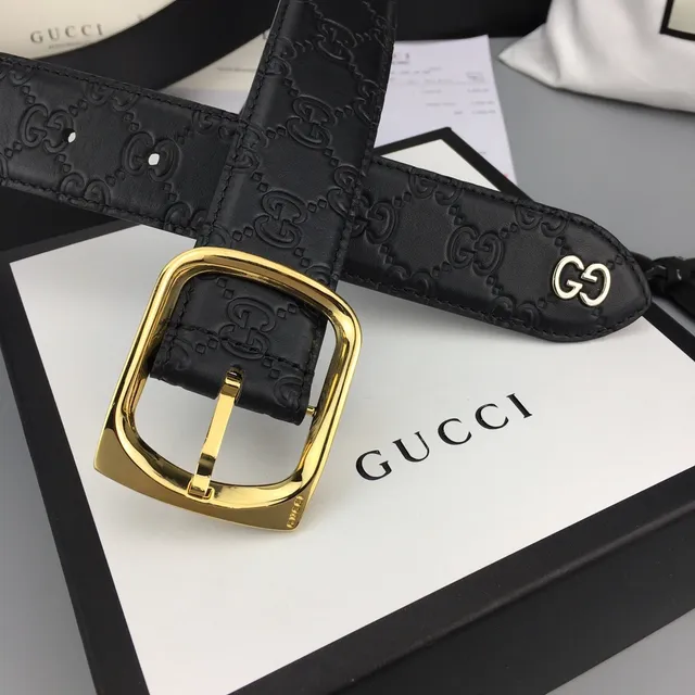 Gucci Ophidia Black Embossed GG Leather Belt 3