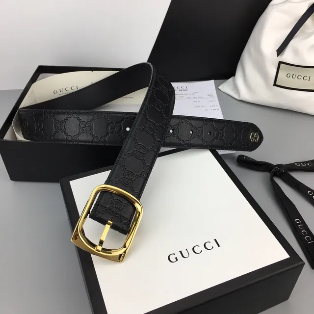 Gucci Ophidia Black Embossed GG Leather Belt 4