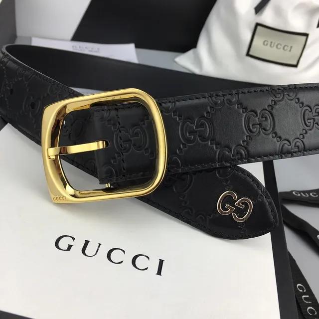 Gucci Ophidia Black Embossed GG Leather Belt 5