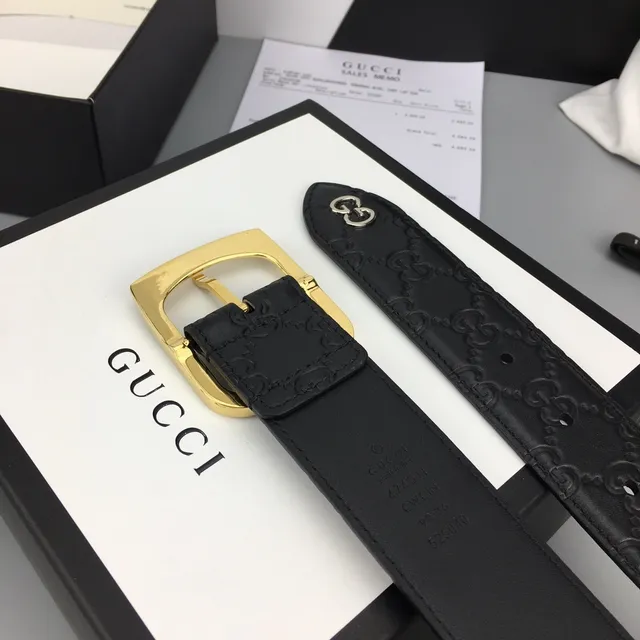 Gucci Ophidia Black Embossed GG Leather Belt 8