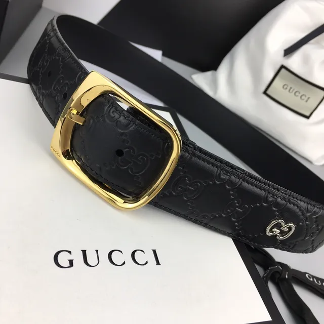 Gucci Ophidia Black Embossed GG Leather Belt 9