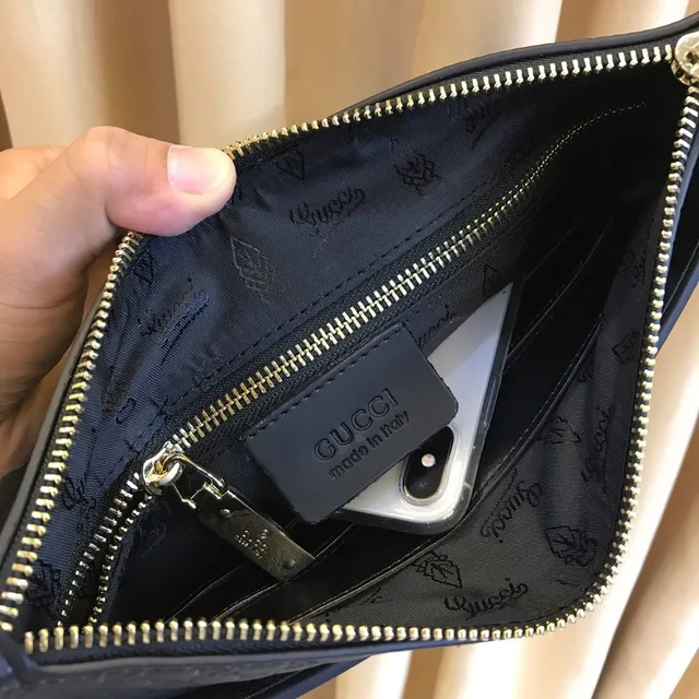 Gucci Ophidia حقيبة يد سوداء وذهبية جلد أسود مطفي مصقول GG Monogram حافة حقيبة مظرفية 3