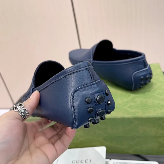 Gucci Ophidia Blue Embossed GG Monogram Loafers 3