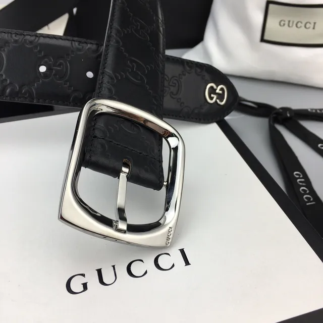 Gucci Ophidia Embossed GG Black Leather Belt 3