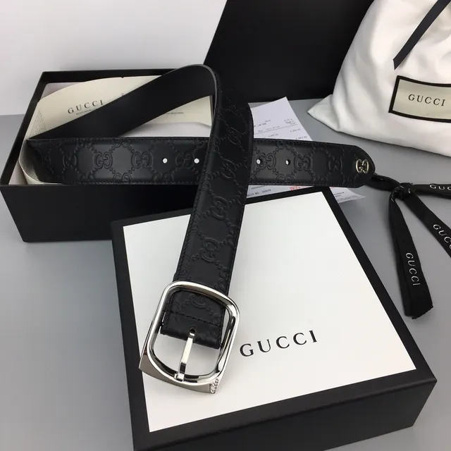 Gucci Ophidia Embossed GG Black Leather Belt 4