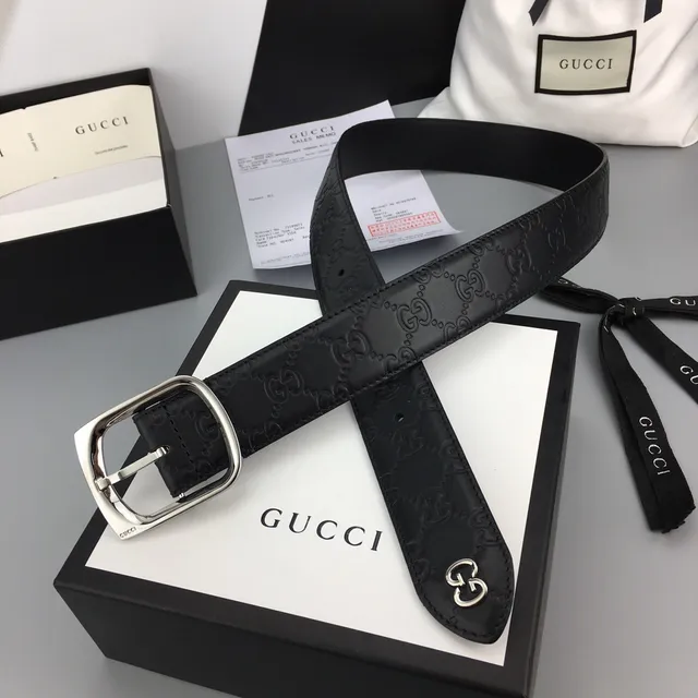 Gucci Ophidia Embossed GG Black Leather Belt 6