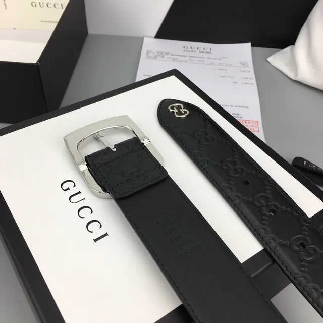 Gucci Ophidia Embossed GG Black Leather Belt 8