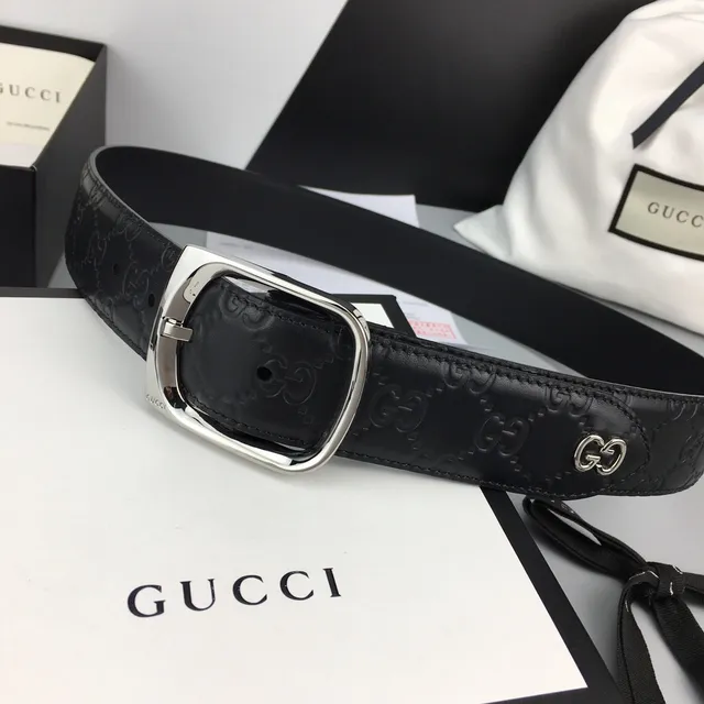 Gucci Ophidia Embossed GG Black Leather Belt 9