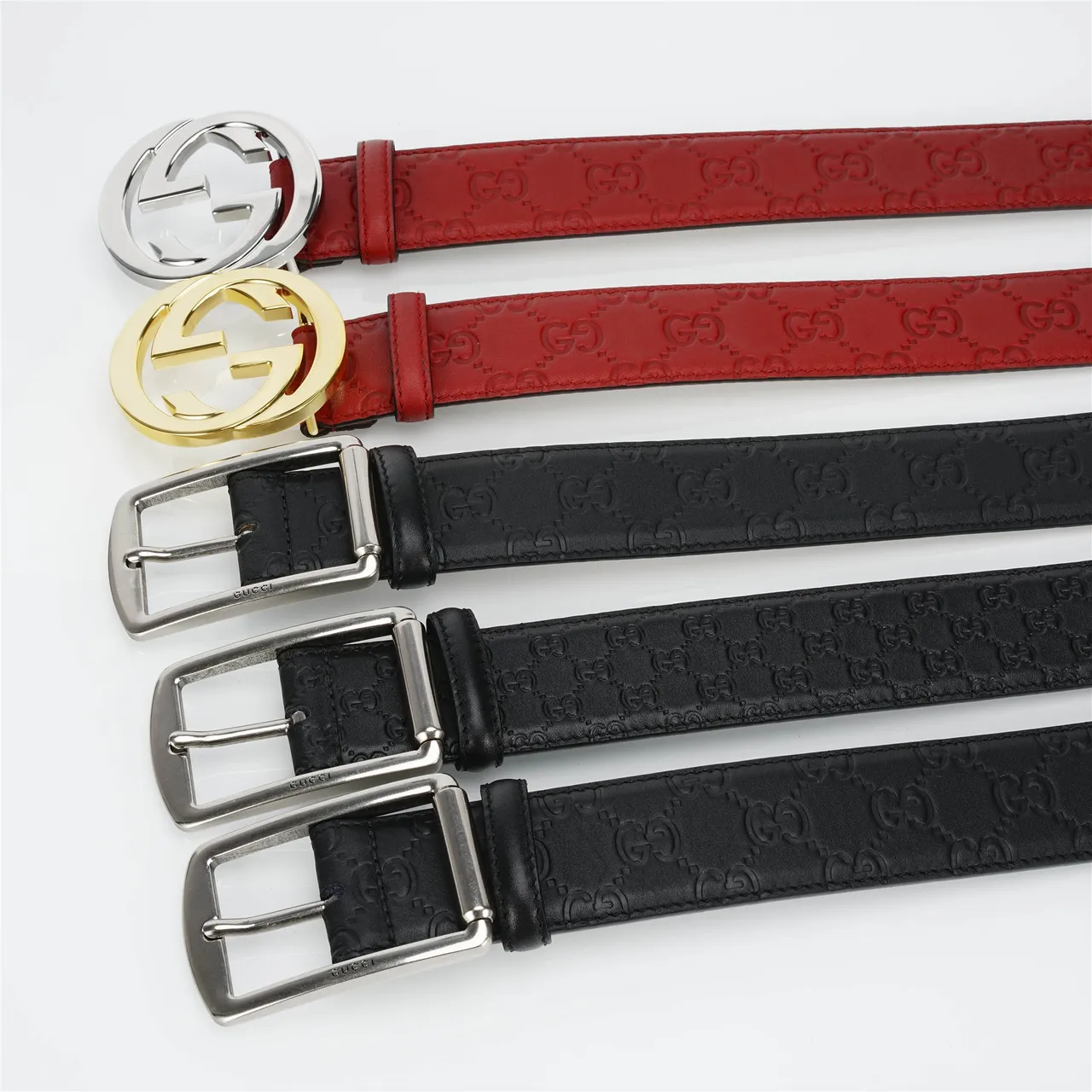 Gucci Ophidia Embossed GG Monogram Black Leather Belt 2