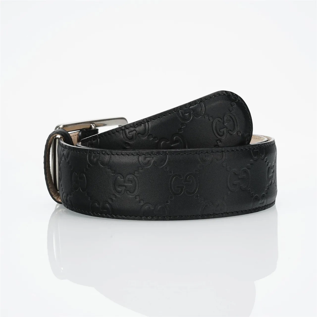 Gucci Ophidia Embossed GG Monogram Black Leather Belt 3
