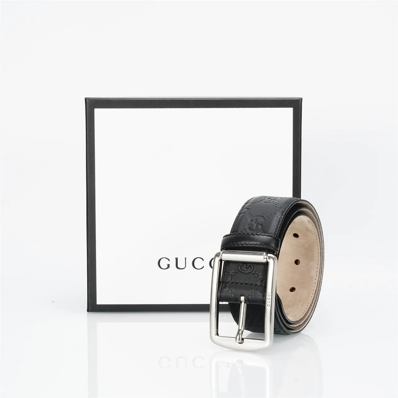 Gucci Ophidia Embossed GG Monogram Black Leather Belt 5