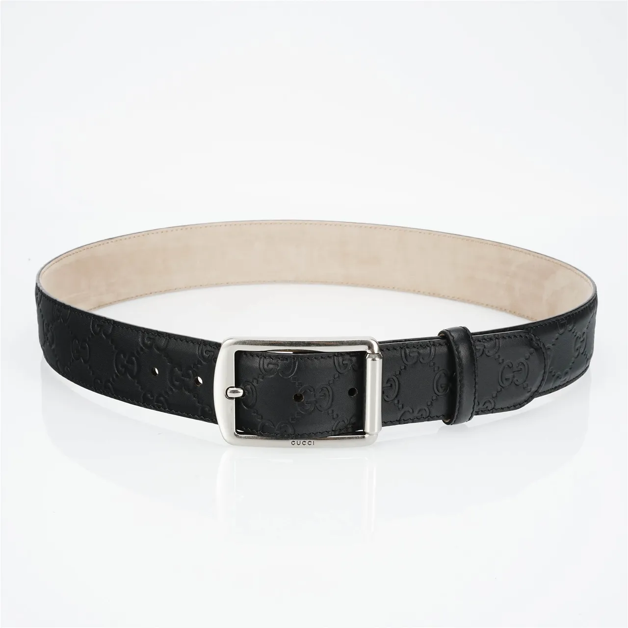 Gucci Ophidia Embossed GG Monogram Black Leather Belt 9