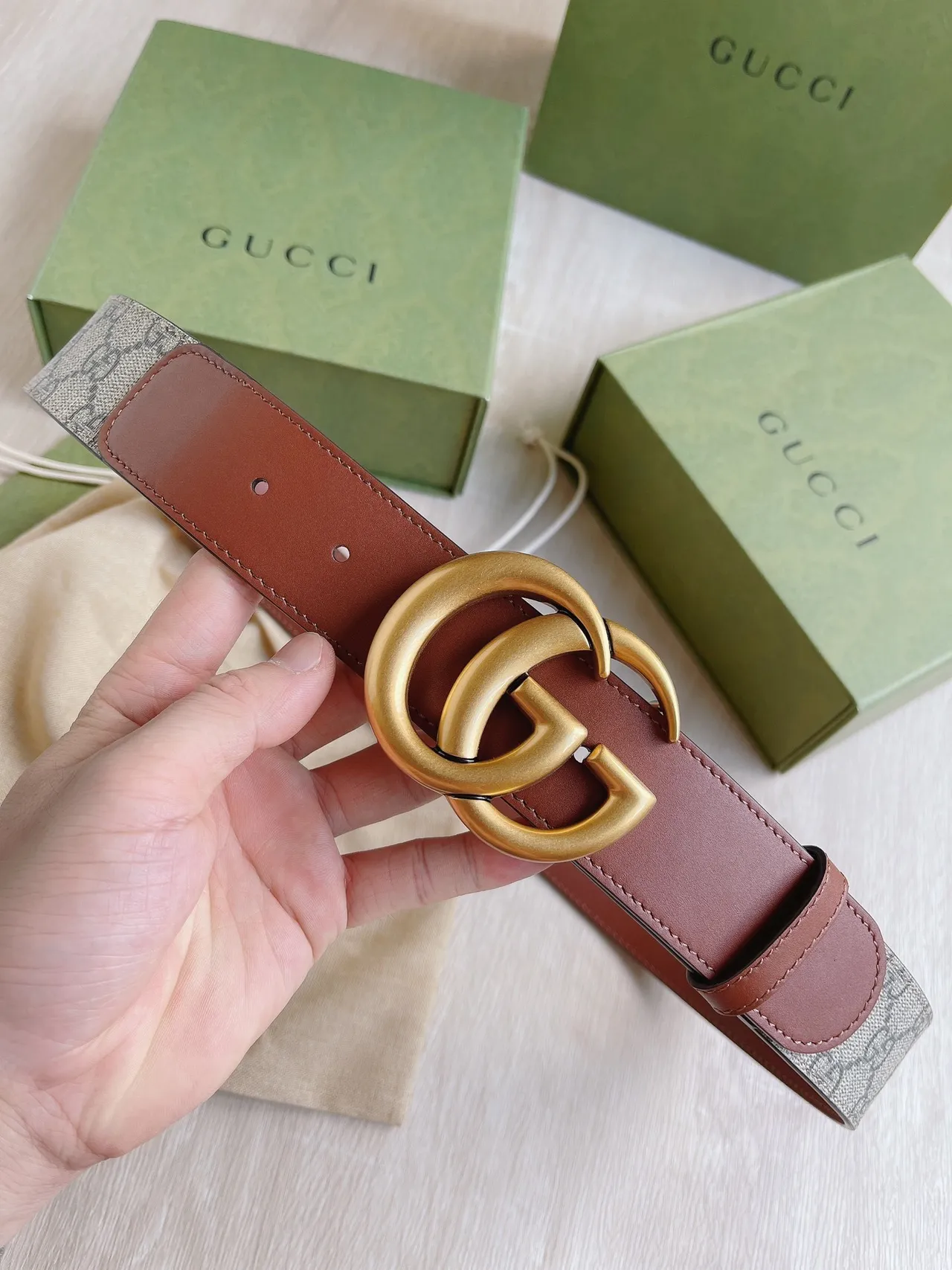 Gucci Ophidia GG Monogram Canvas et ceinture en cuir marron 3