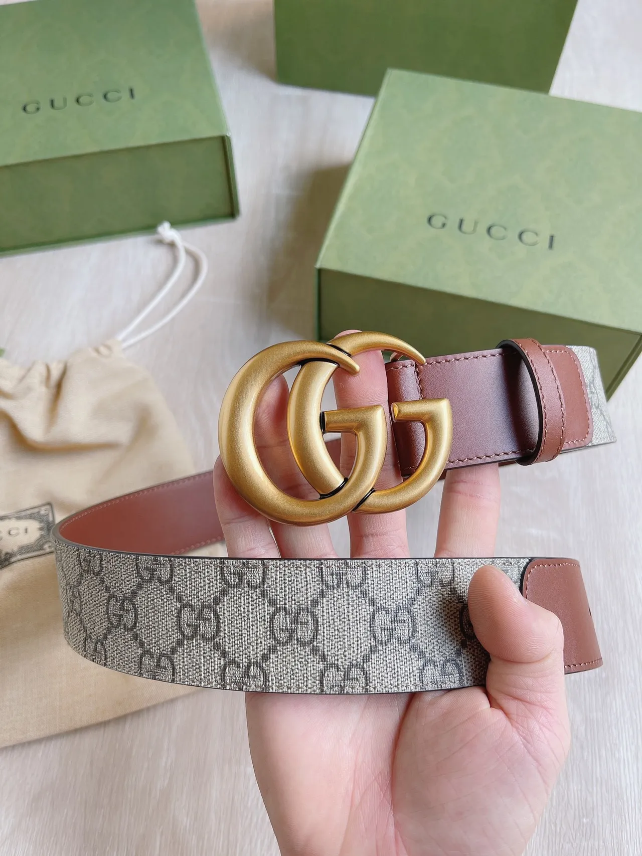 Gucci Ophidia GG Monogram Canvas et ceinture en cuir marron 6