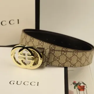 Gucci Ophidia Interlocking G Buckle Beige GG Monogram Leather Belt