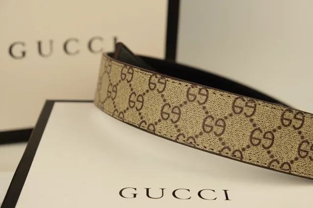 Gucci Ophidia Interlocking G Buckle Beige GG Monogram Leather Belt 5