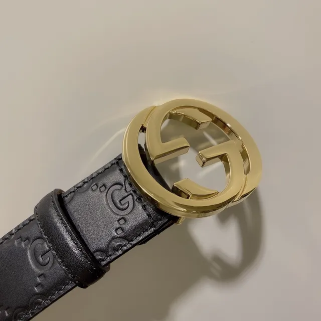 Gucci Ophidia Interlocking G Buckle Black Leather Belt 6
