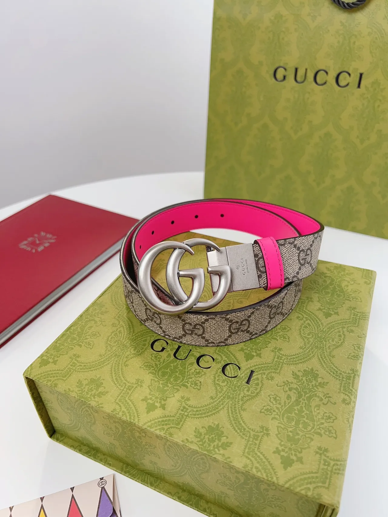 Gucci Ophidia Beige Rose Interlocking Double G Boucle GG Monogram Canvas Cuir 5