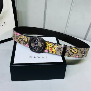 Gucci Ophidia Tiger and Floral Print Leather Belt