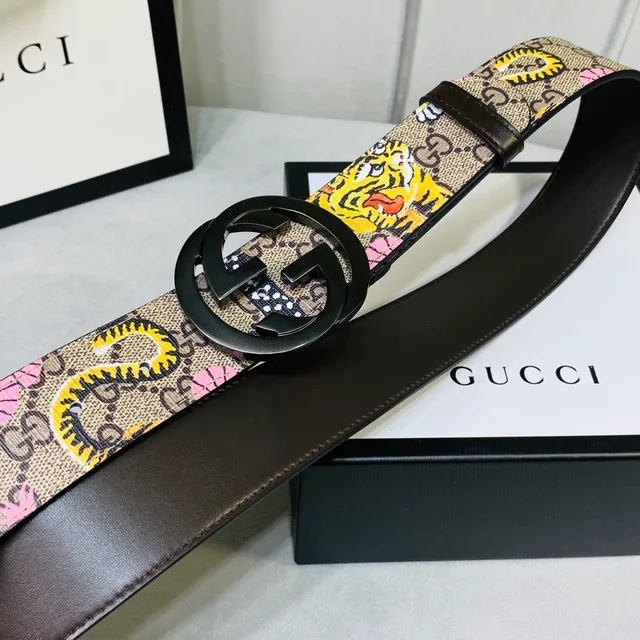 Gucci Ophidia Ceinture en cuir à imprimé tigre et floral 2