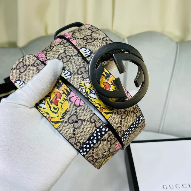 Gucci Ophidia Ceinture en cuir à imprimé tigre et floral 4