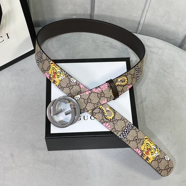 Gucci Ophidia Ceinture en cuir à imprimé tigre et floral 6
