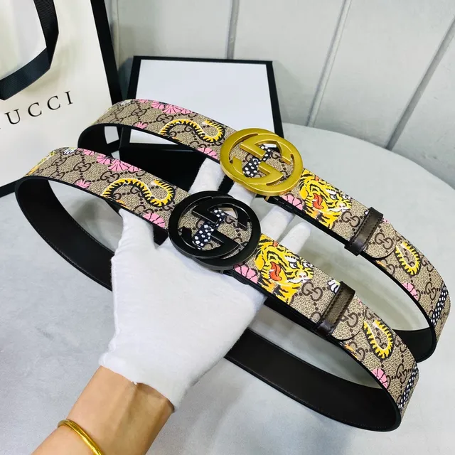 Gucci Ophidia Ceinture en cuir à imprimé tigre et floral 7