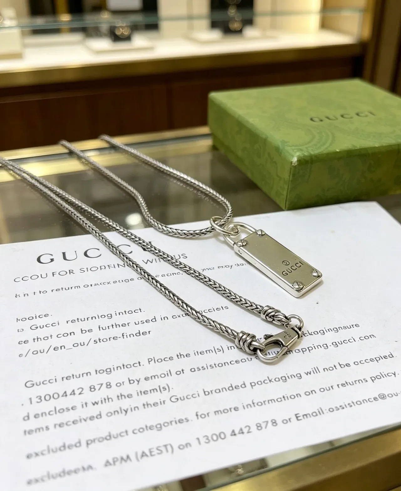 Gucci Padlock Silver Braided Snake Chain Pendant Necklace 4