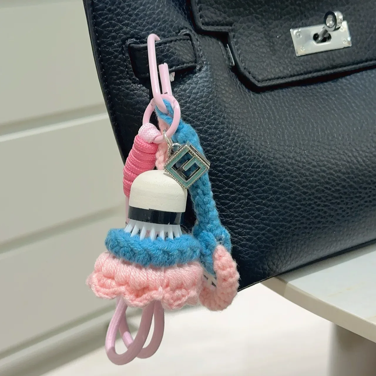Gucci Pink Blue Hand-Crocheted Floral Motif Phone Accessory 2