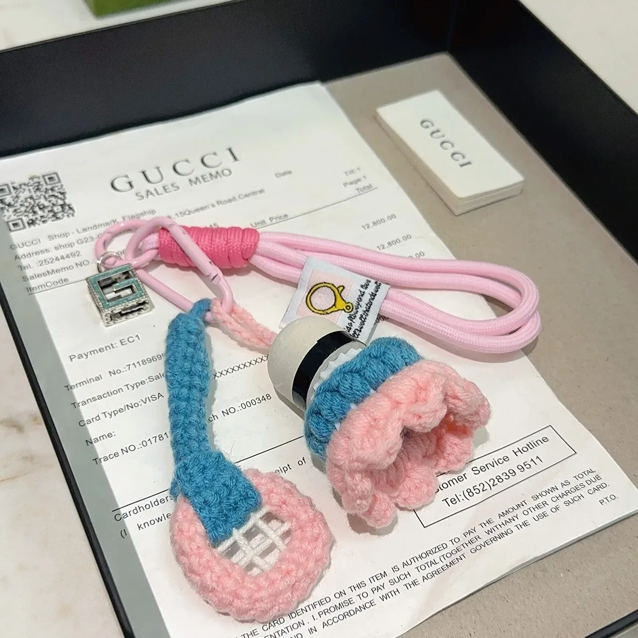 Gucci Pink Blue Hand-Crocheted Floral Motif Phone Accessory 3