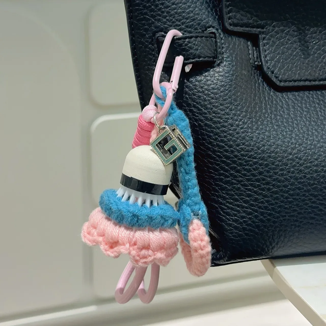 Gucci Pink Blue Hand-Crocheted Floral Motif Phone Accessory 5
